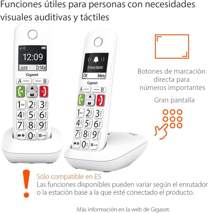 Gigaset E290 Duo Teléfono Inalámbrico Blanco Gigaset E290 Duo Teléfono Inalámbrico Blanco